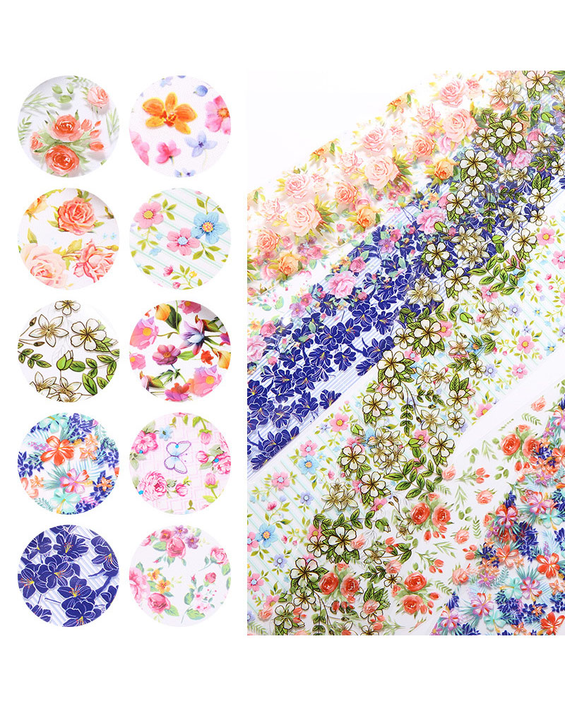 10Rolls Small Delicate Flowers Nail Transfer Decals - Image 12