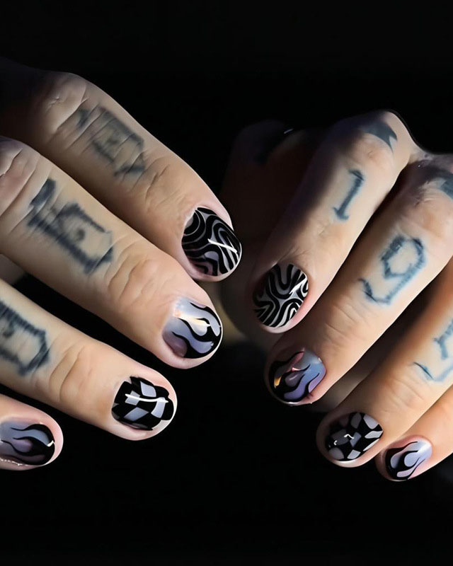 Personality Y2K Perfect Male Nails Black