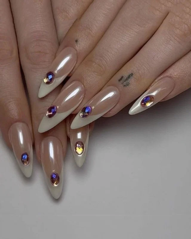 White French Tip Stiletto Nails Wholesale