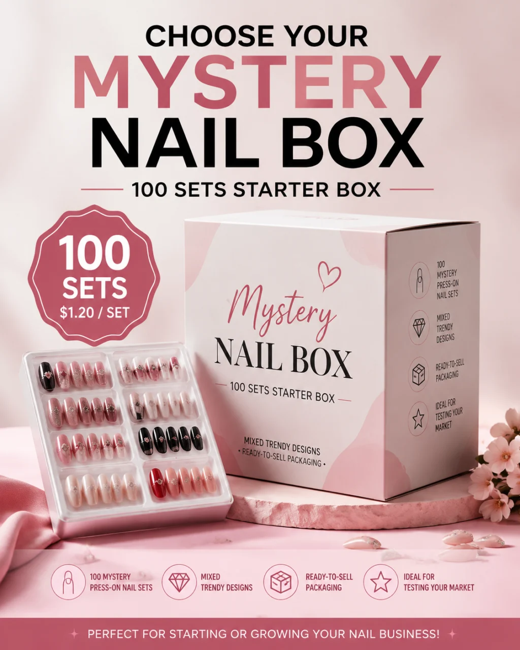 100 Sets New Seller Nail Mystery Box