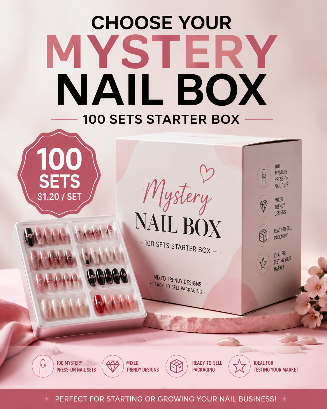 100 Sets New Seller Nail Mystery Box