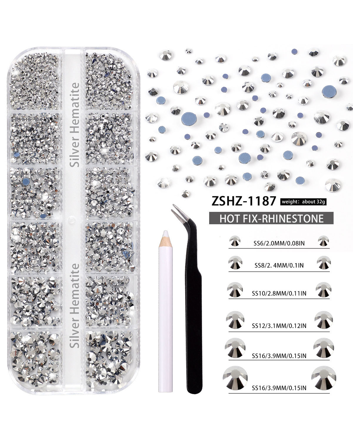 12 Gird Set of Hot Fix Rhinestone - Image 25
