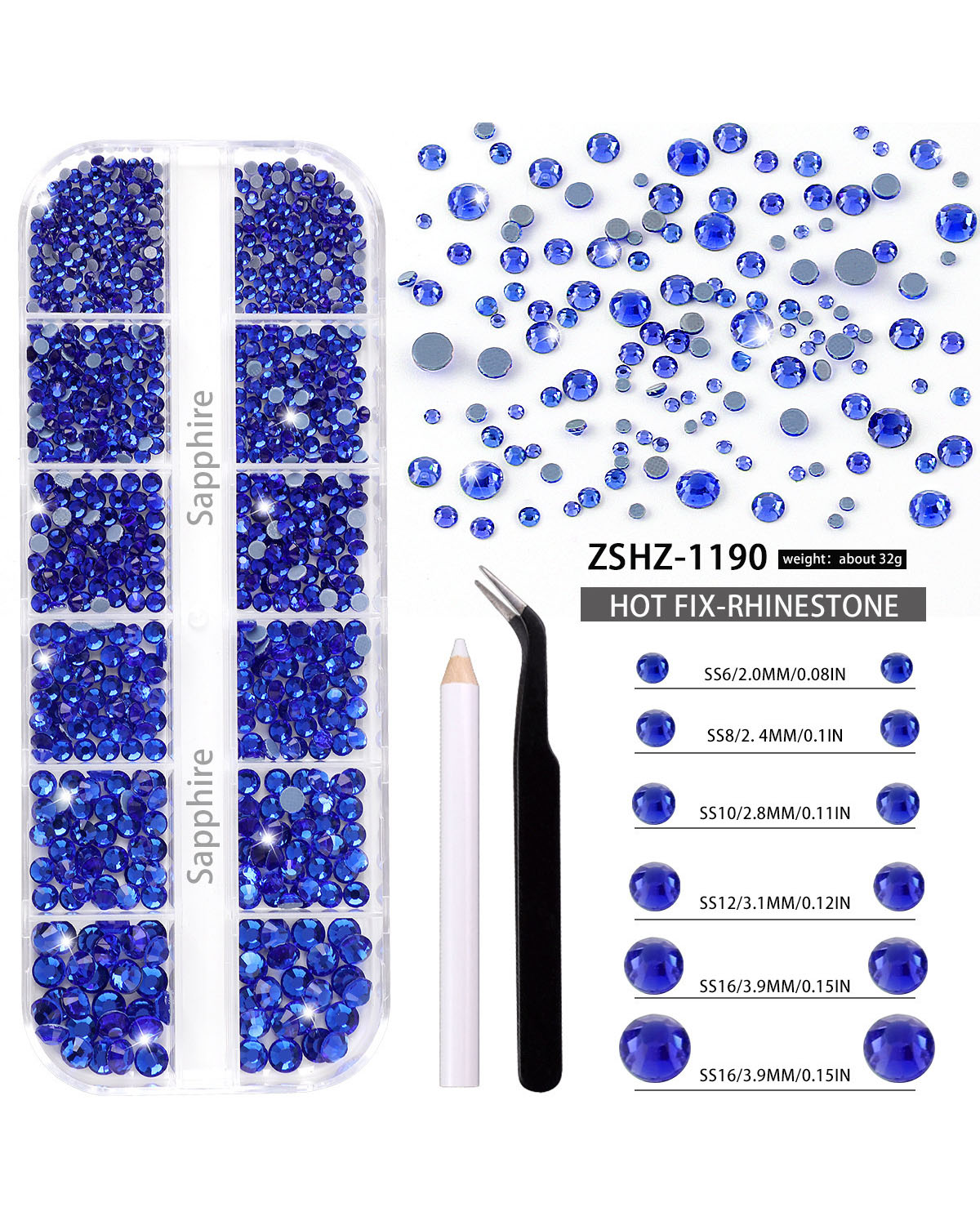 12 Gird Set of Hot Fix Rhinestone - Image 22