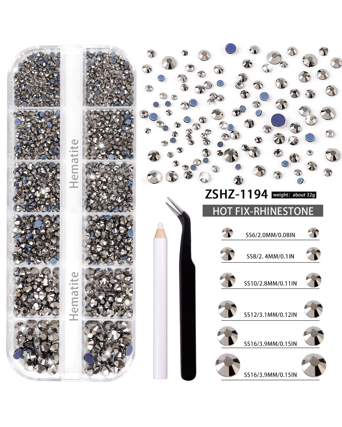 12 Gird Set of Hot Fix Rhinestone - Image 18
