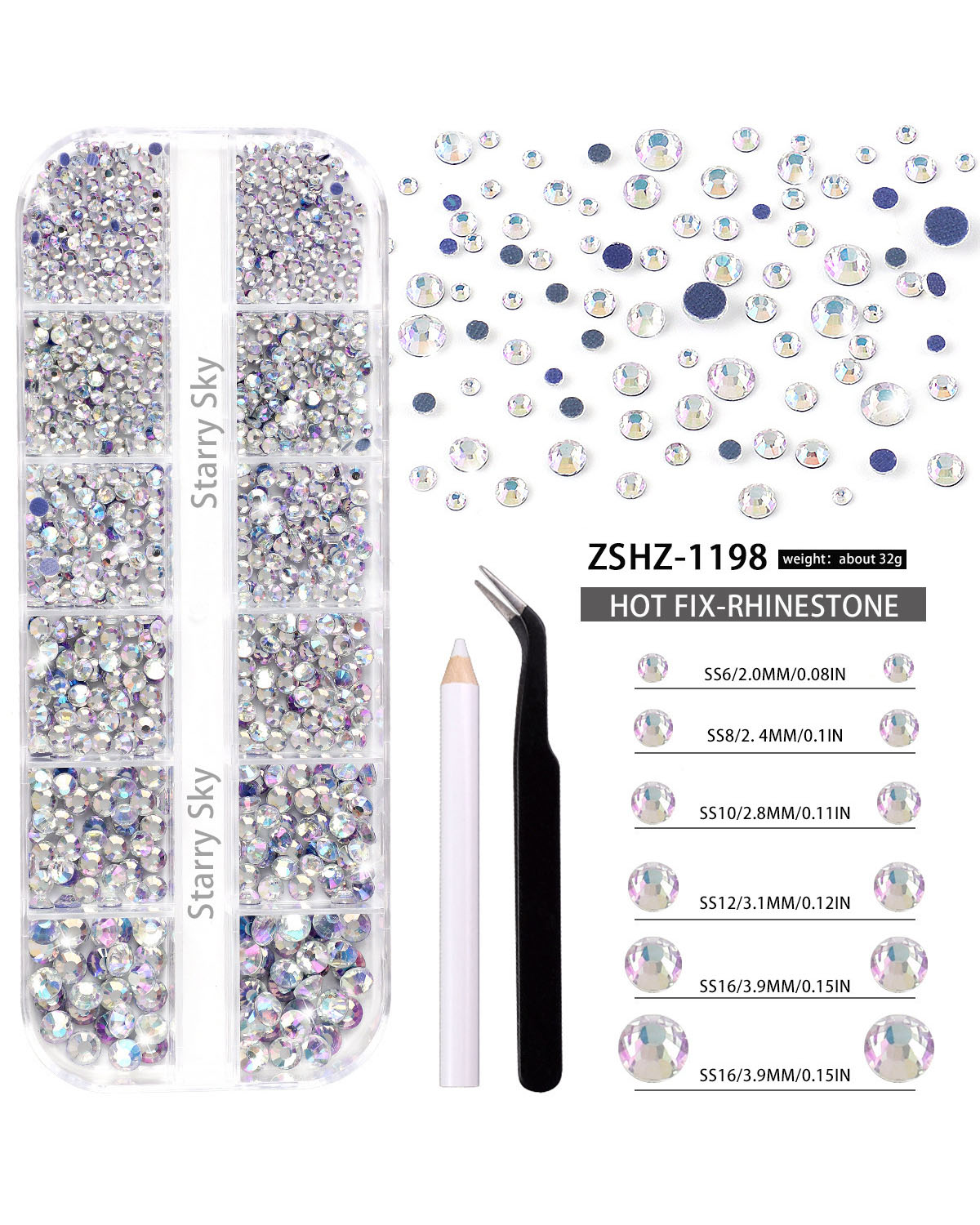 12 Gird Set of Hot Fix Rhinestone - Image 14