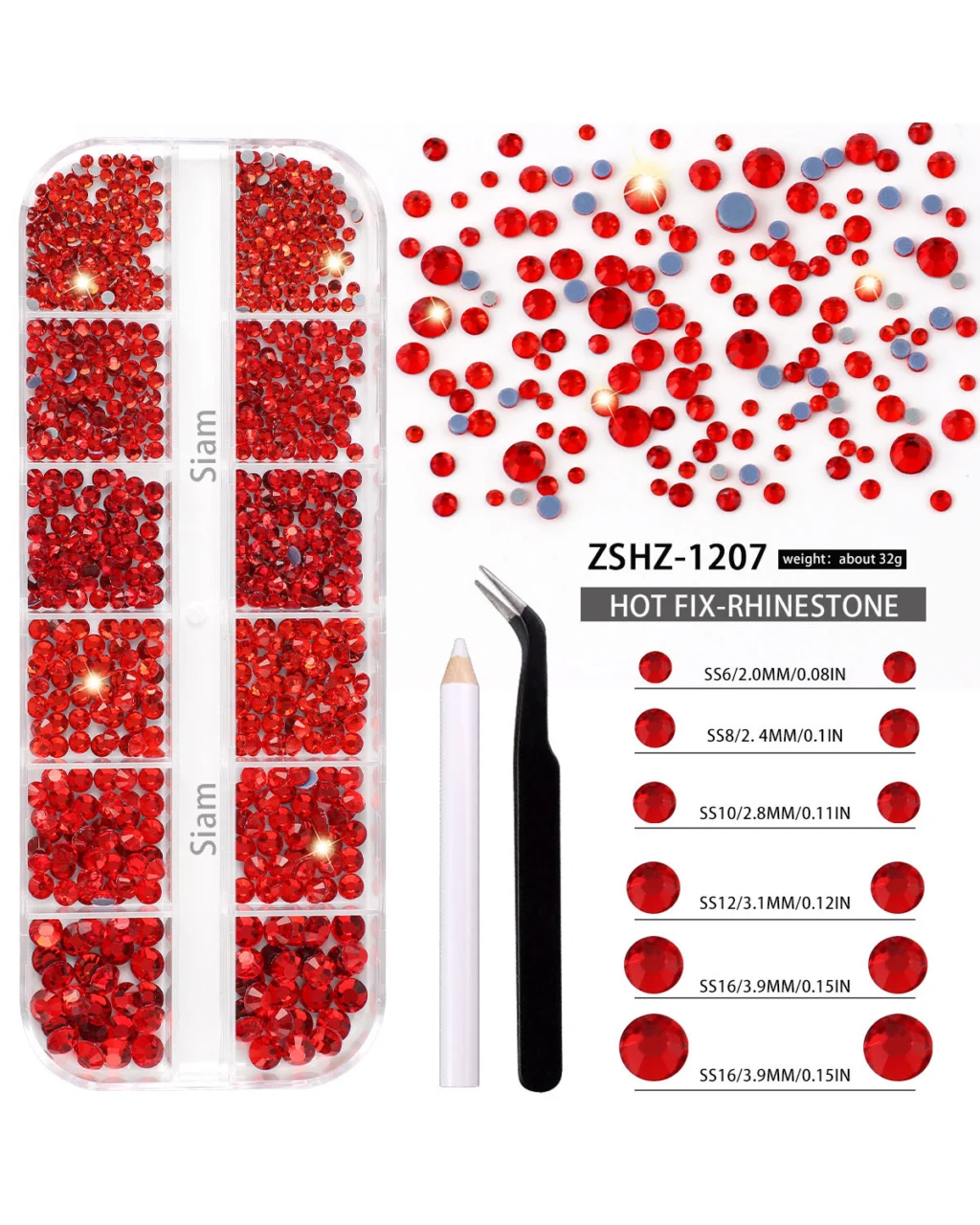 12 Gird Set of Hot Fix Rhinestone - Image 5
