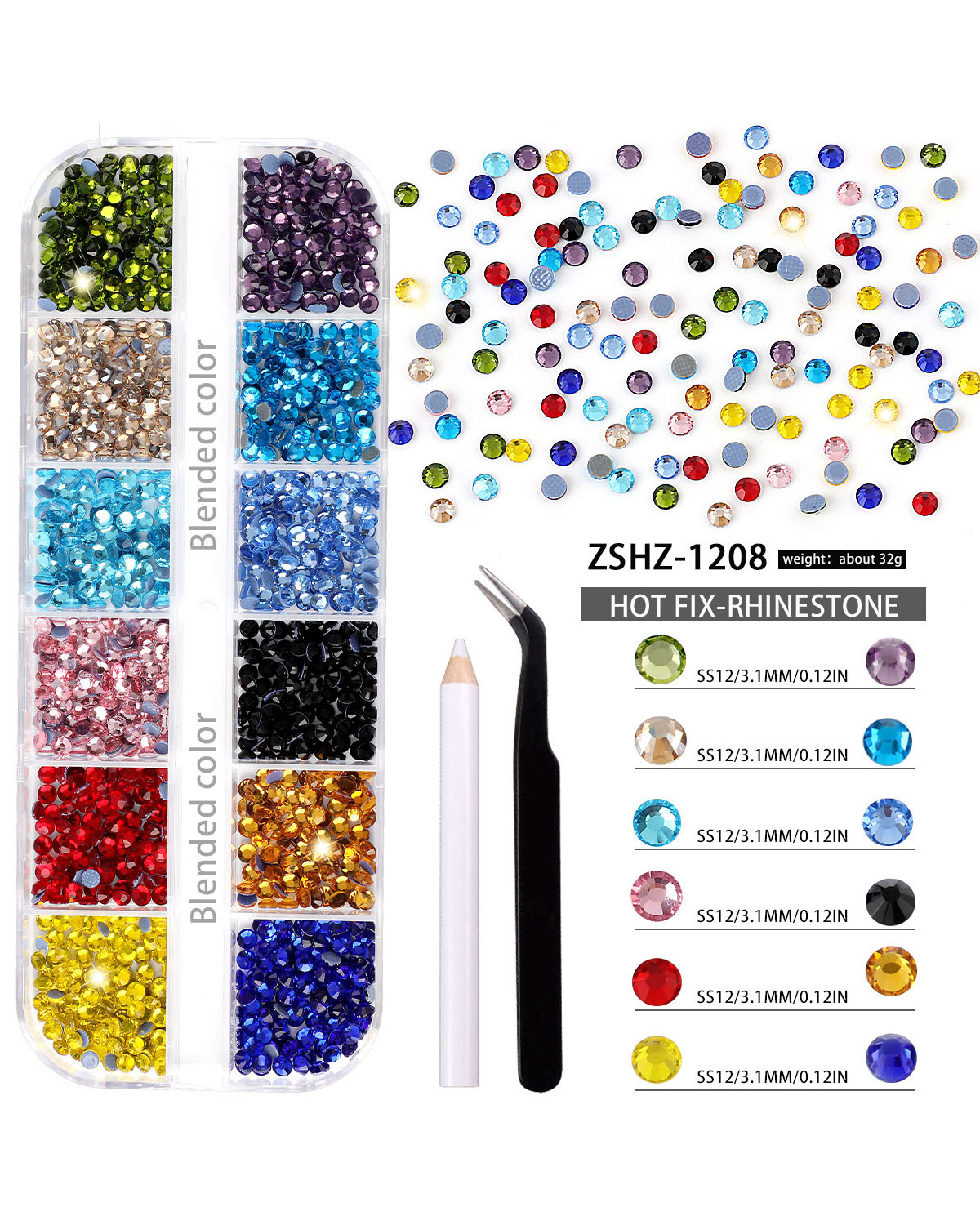 12 Gird Set of Hot Fix Rhinestone - Image 4