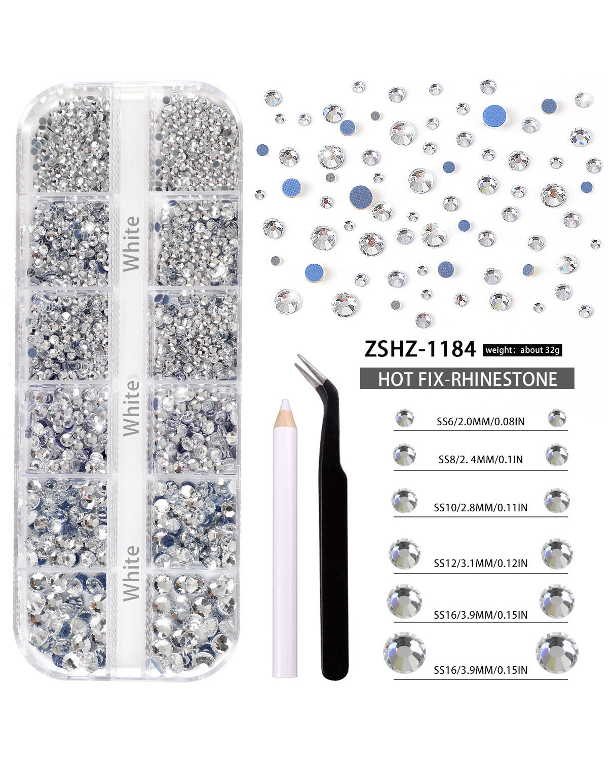 12 Gird Set of Hot Fix Rhinestone - Image 30