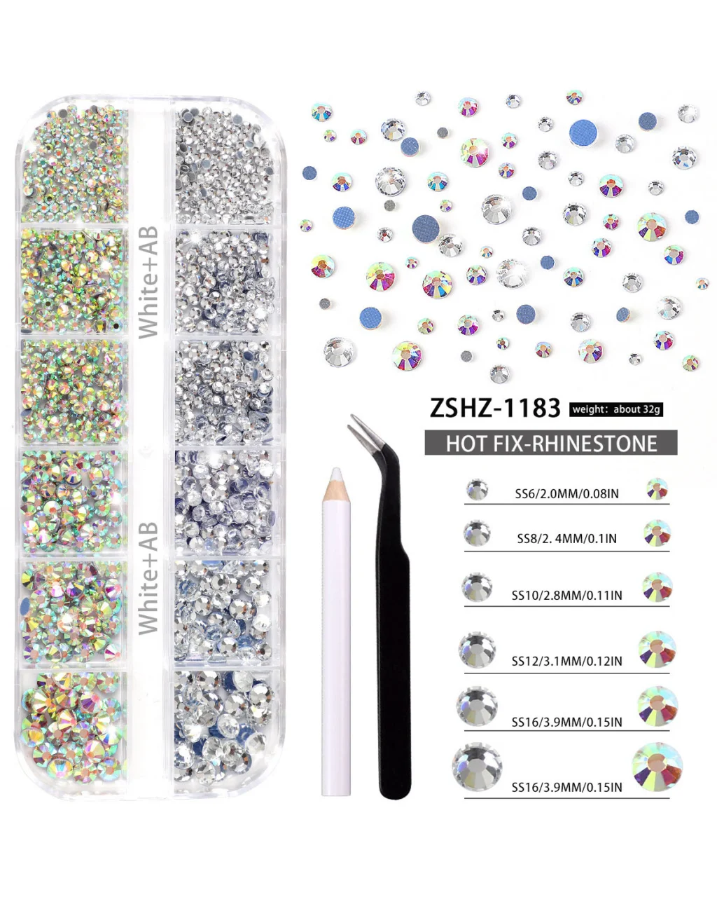 12 Gird Set of Hot Fix Rhinestone - Image 29