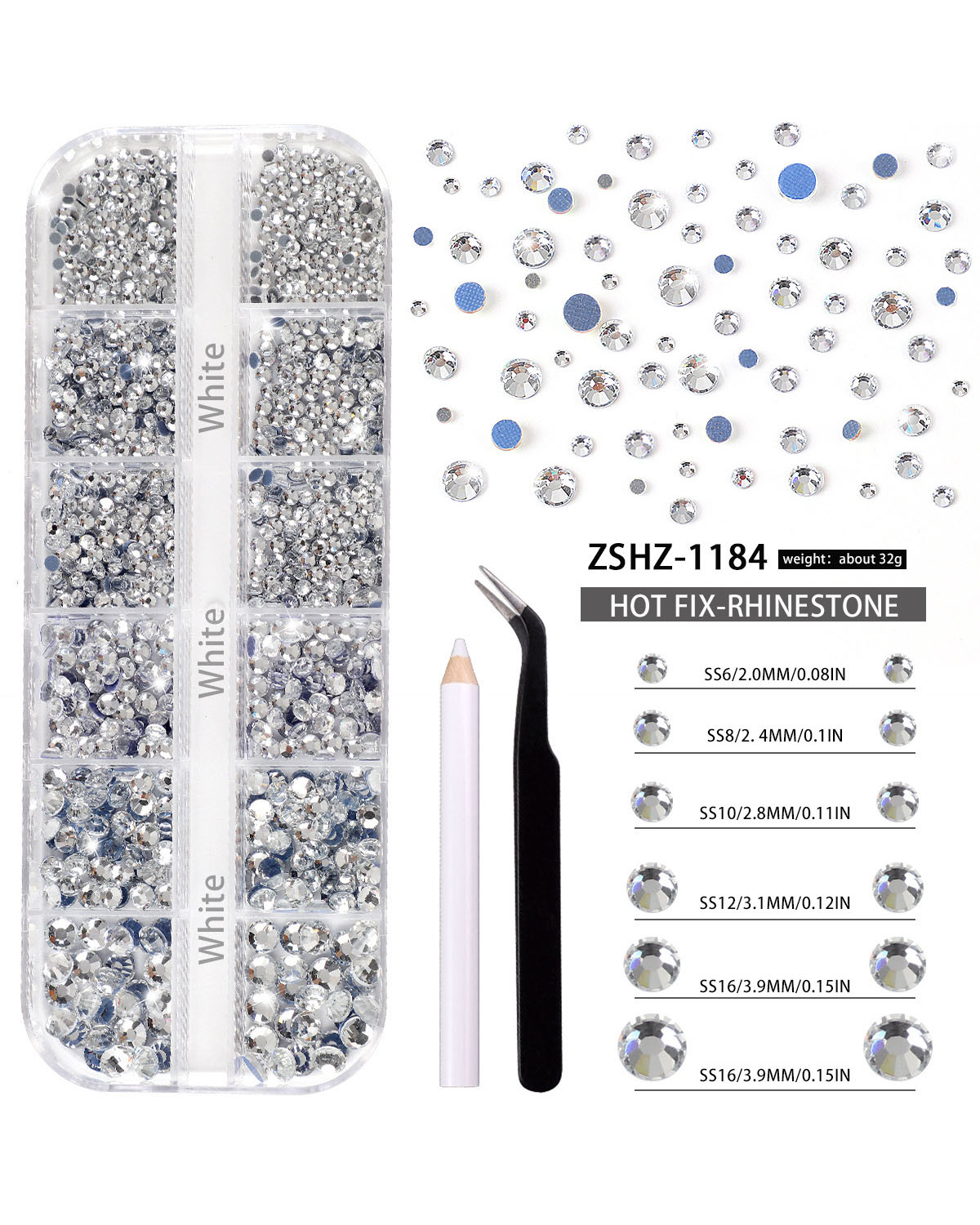 12 Gird Set of Hot Fix Rhinestone - Image 28