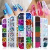 12 Girds Set of Glitter Heart Sequin for Nails
