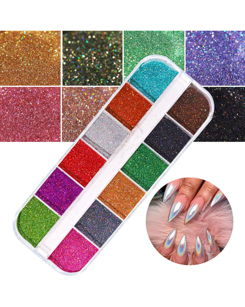 12 Girds Set of Glitter Heart Sequin for Nails - Image 9