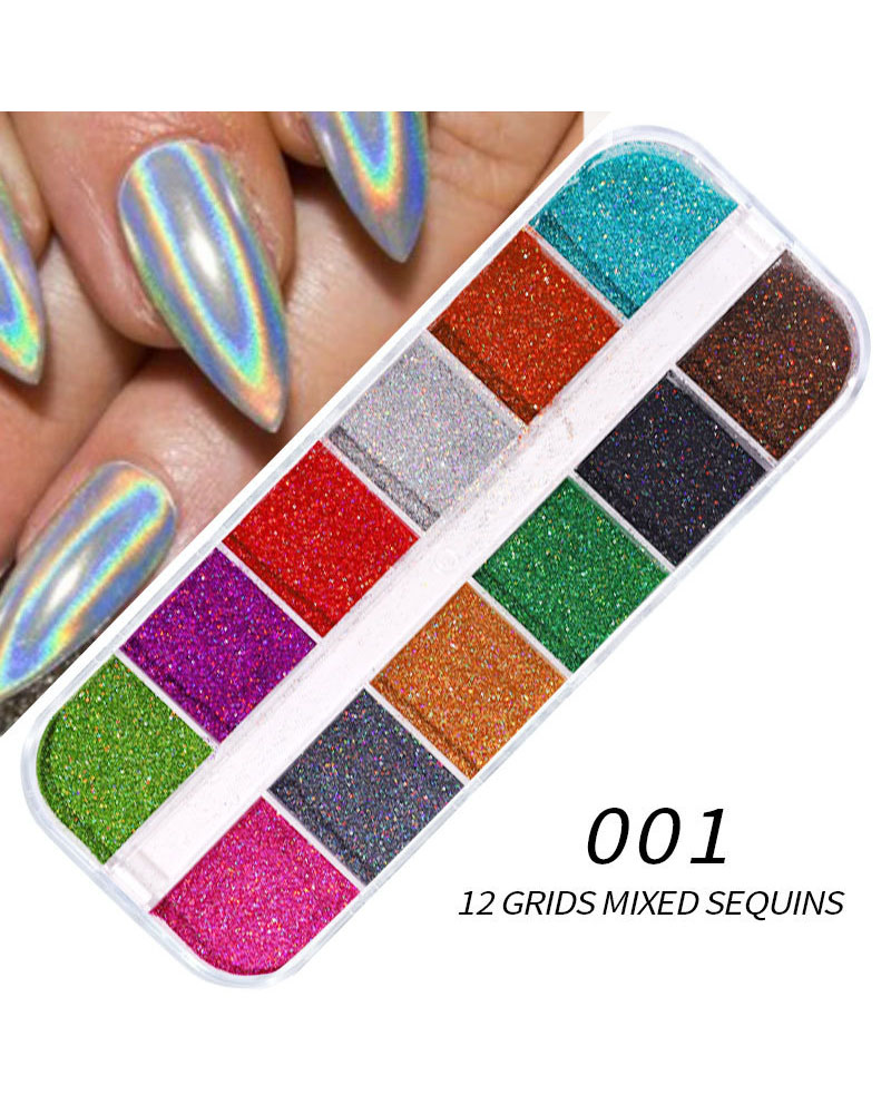 12 Girds Set of Glitter Heart Sequin for Nails - Image 6