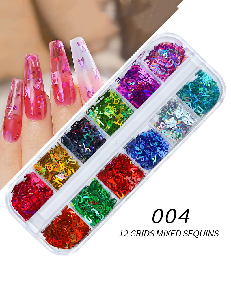 12 Girds Set of Glitter Heart Sequin for Nails - Image 3