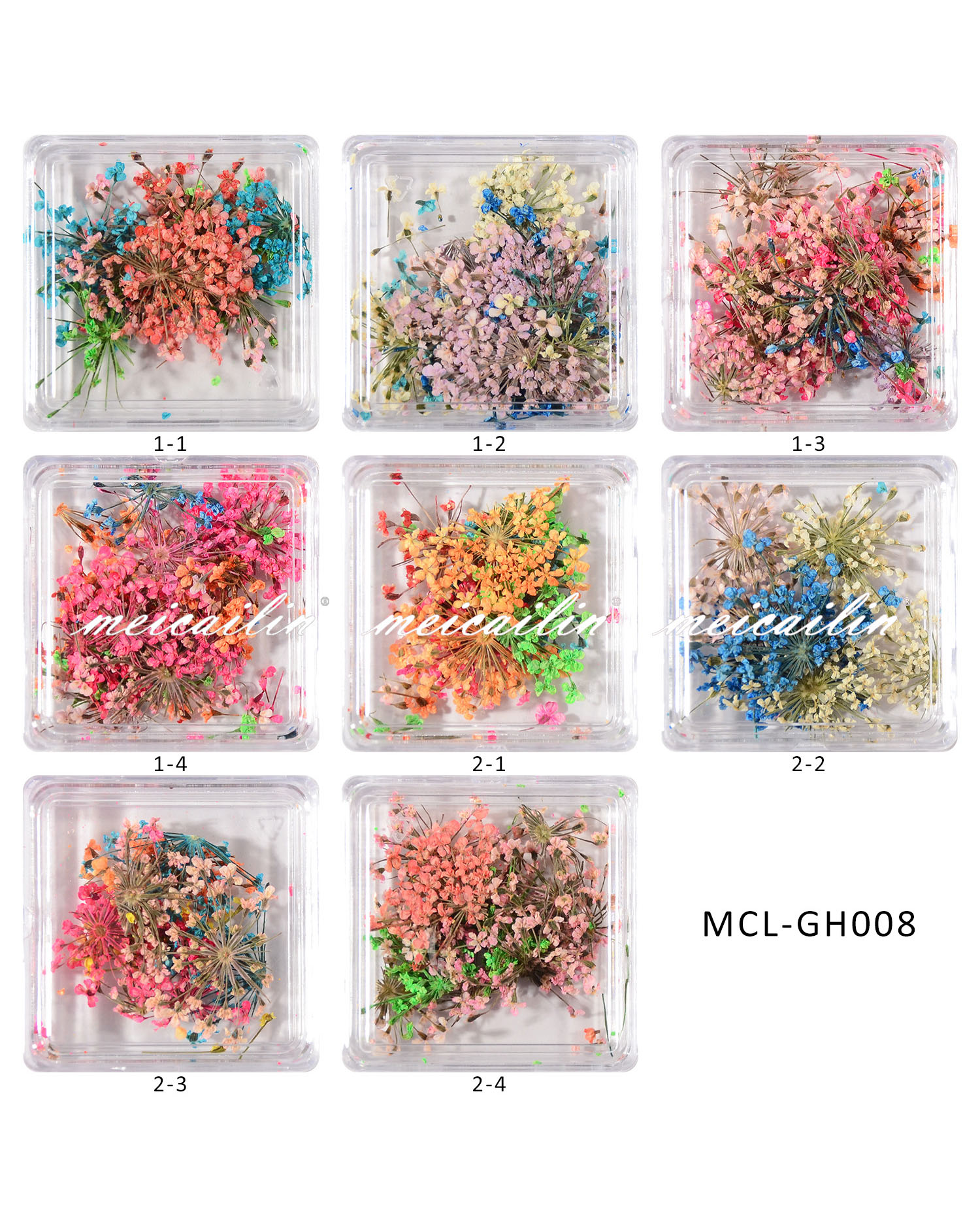 4Pcs Set Colorful Dried Flower Nail Decor
