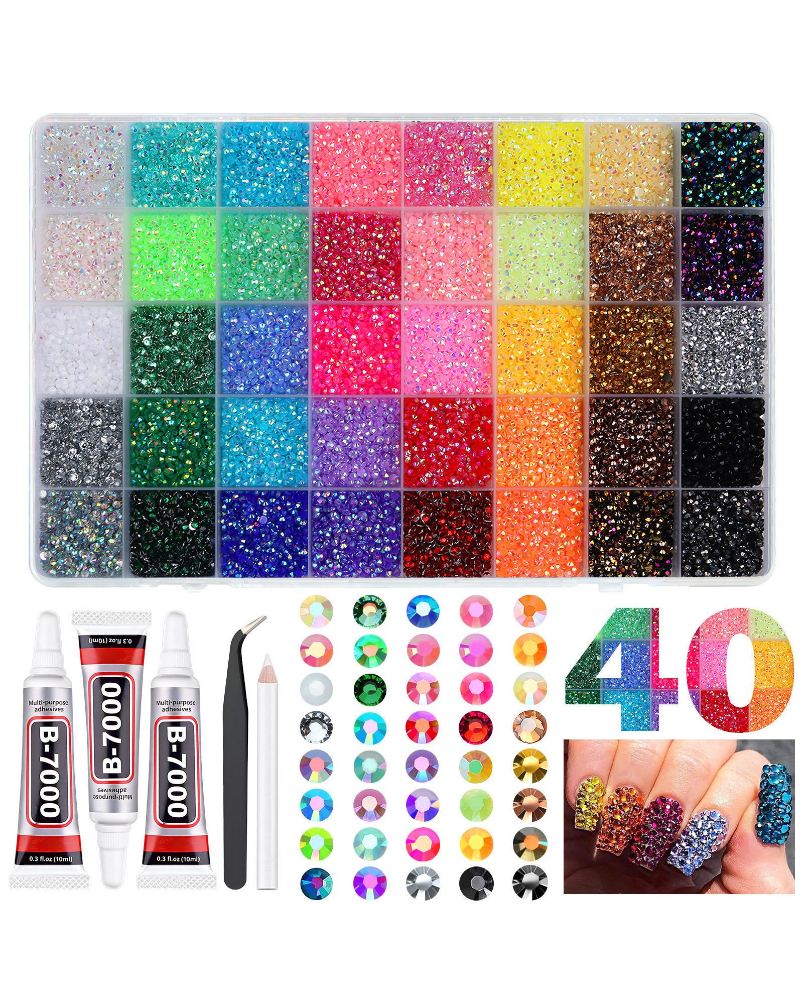 24/28 Gird Bling Rhinestone Nail Art Kit - Image 9