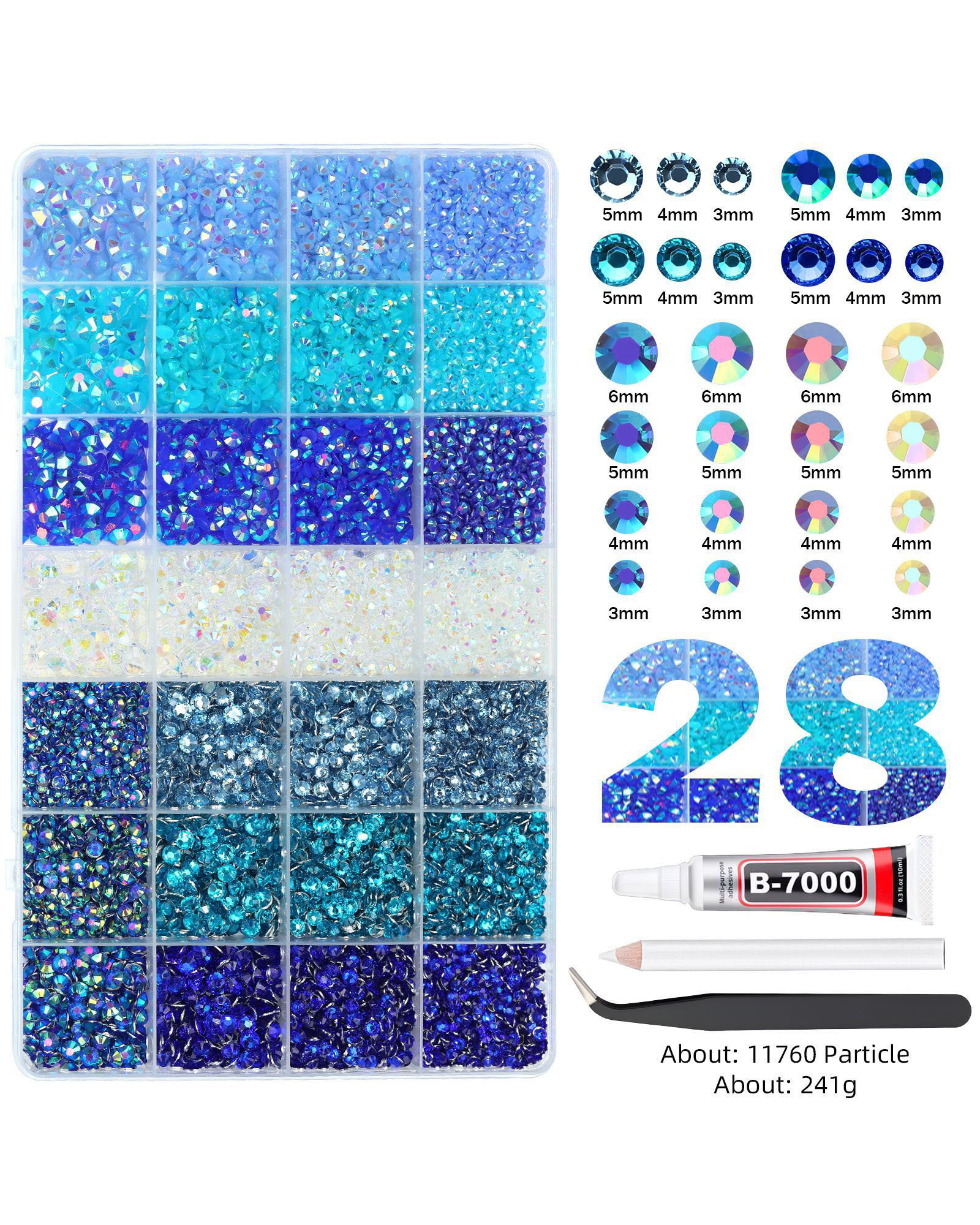 24/28 Gird Bling Rhinestone Nail Art Kit - Image 12