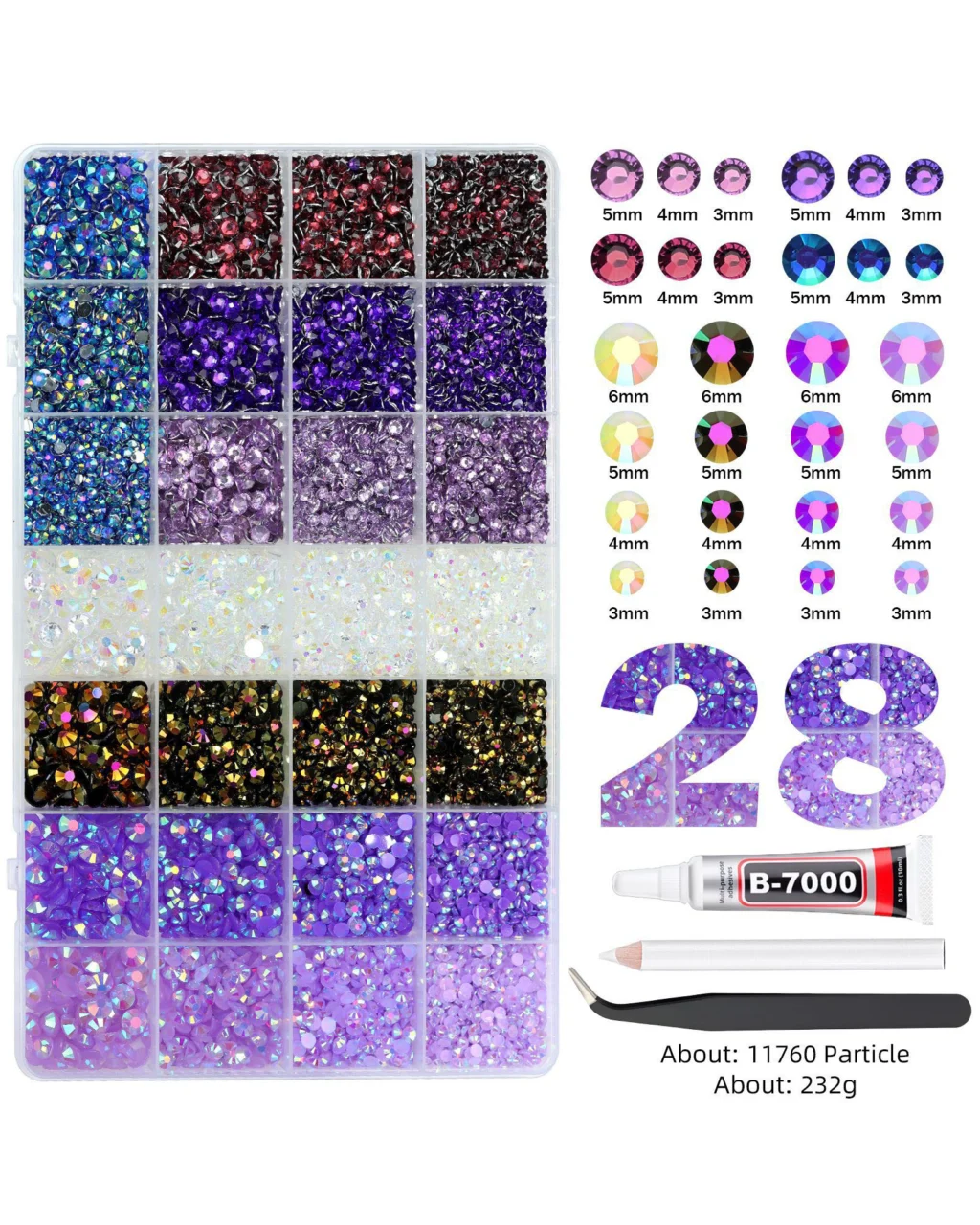 24/28 Gird Bling Rhinestone Nail Art Kit - Image 8