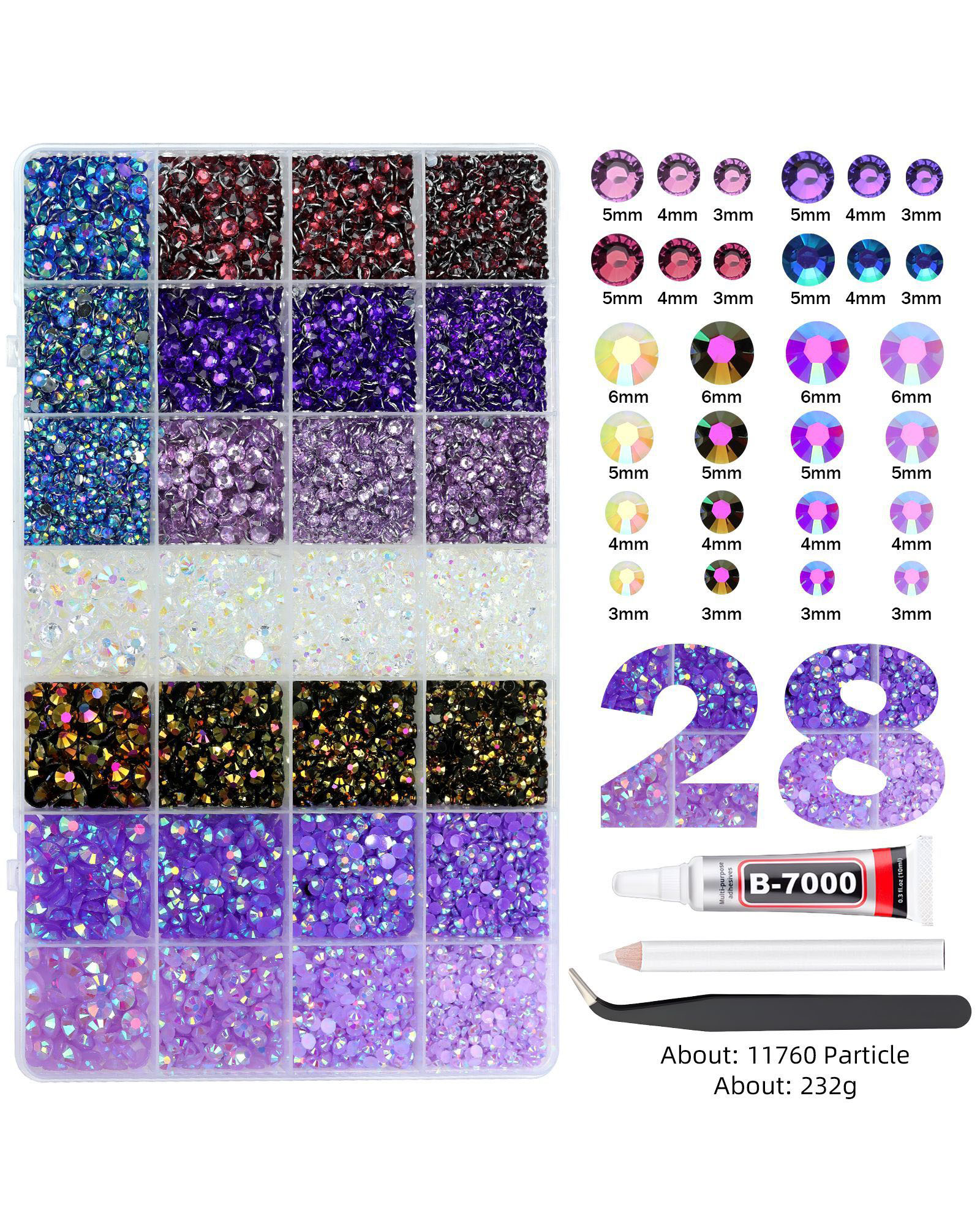 24/28 Gird Bling Rhinestone Nail Art Kit - Image 8