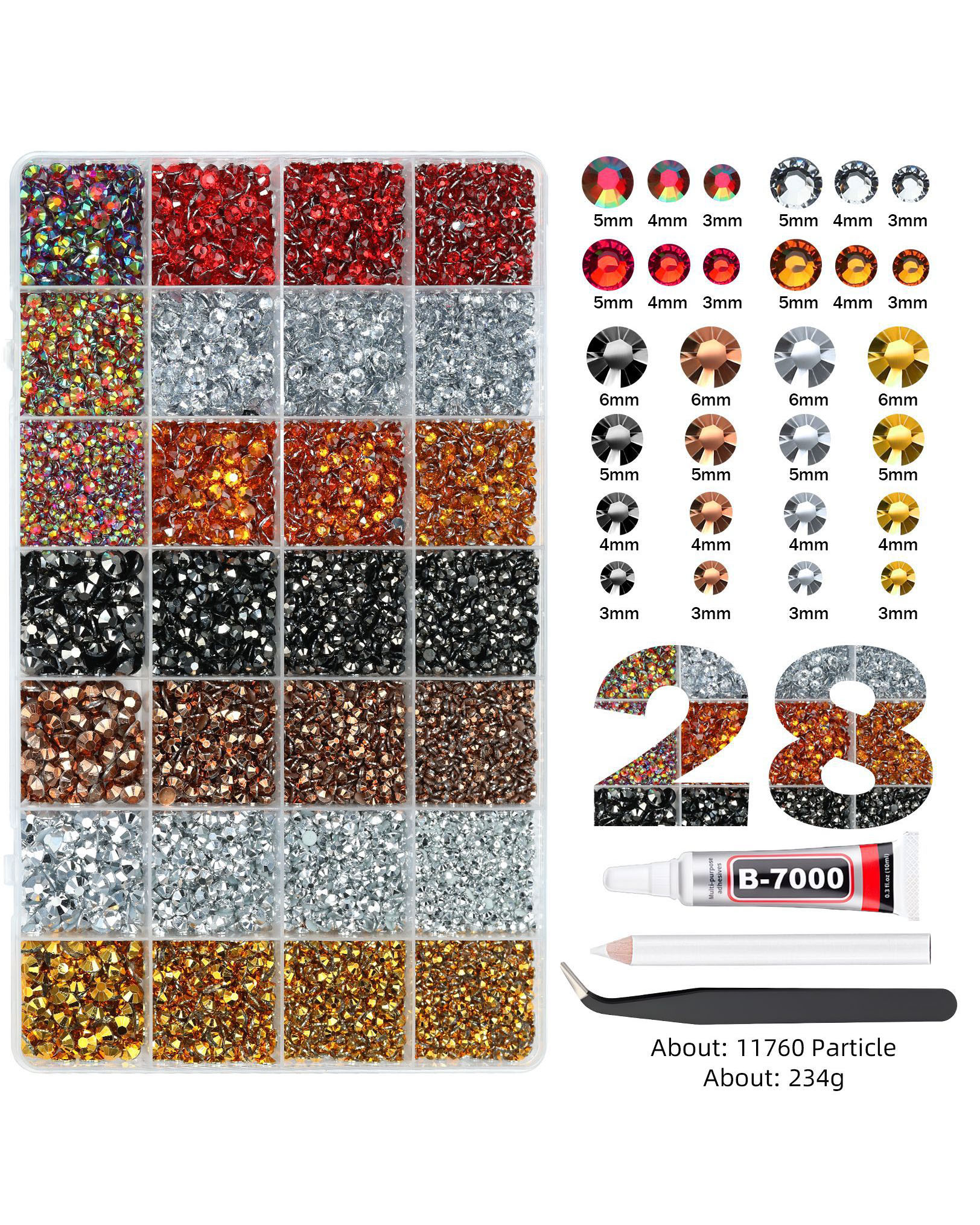 24/28 Gird Bling Rhinestone Nail Art Kit - Image 7