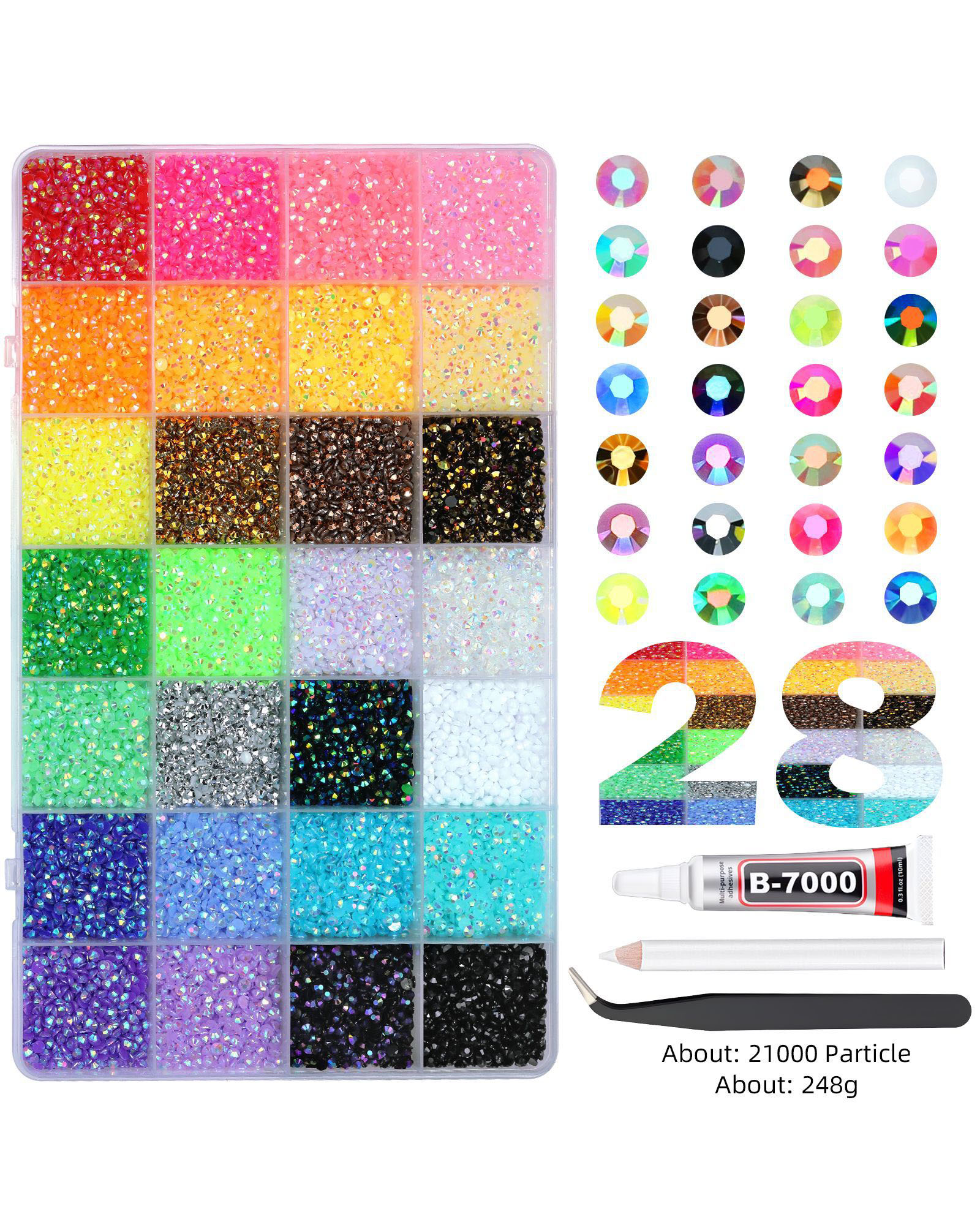 24/28 Gird Bling Rhinestone Nail Art Kit - Image 5