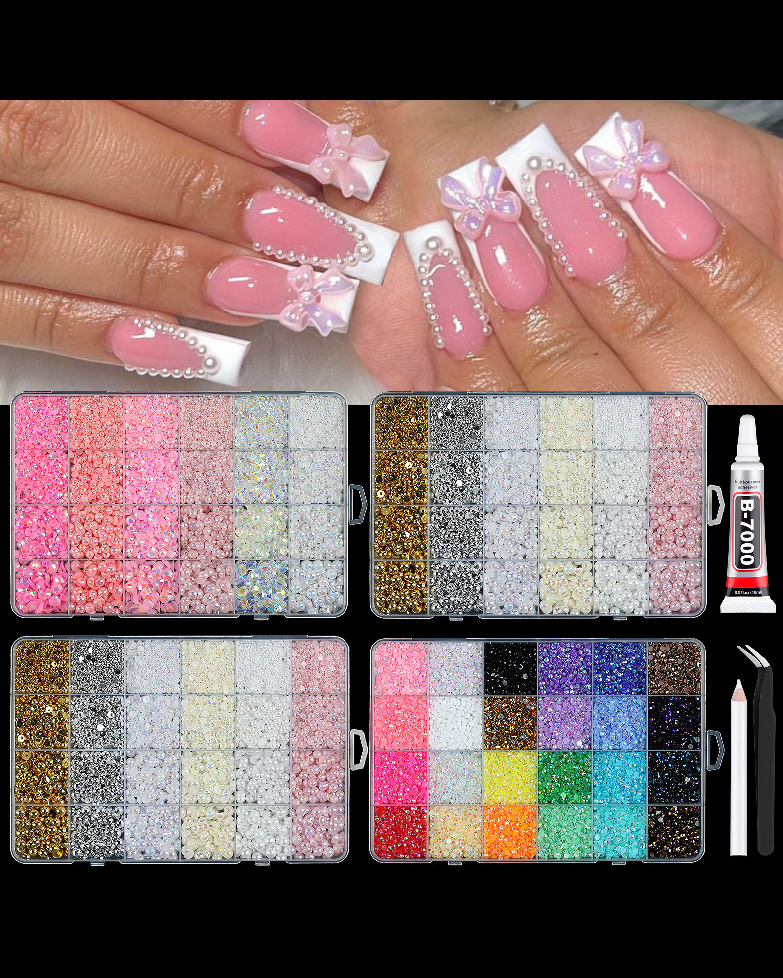 24/28 Gird Bling Rhinestone Nail Art Kit - Image 3