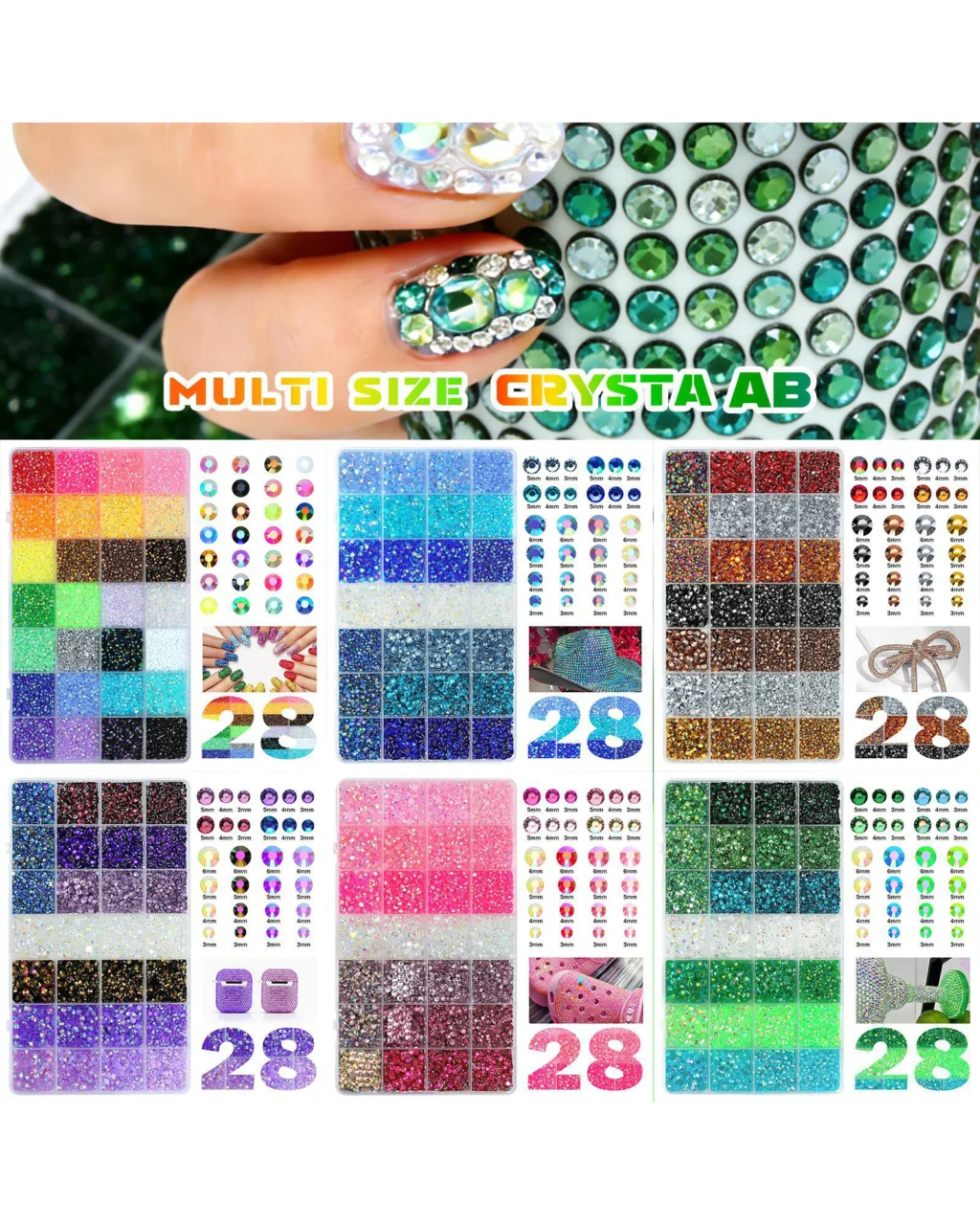 24/28 Gird Bling Rhinestone Nail Art Kit