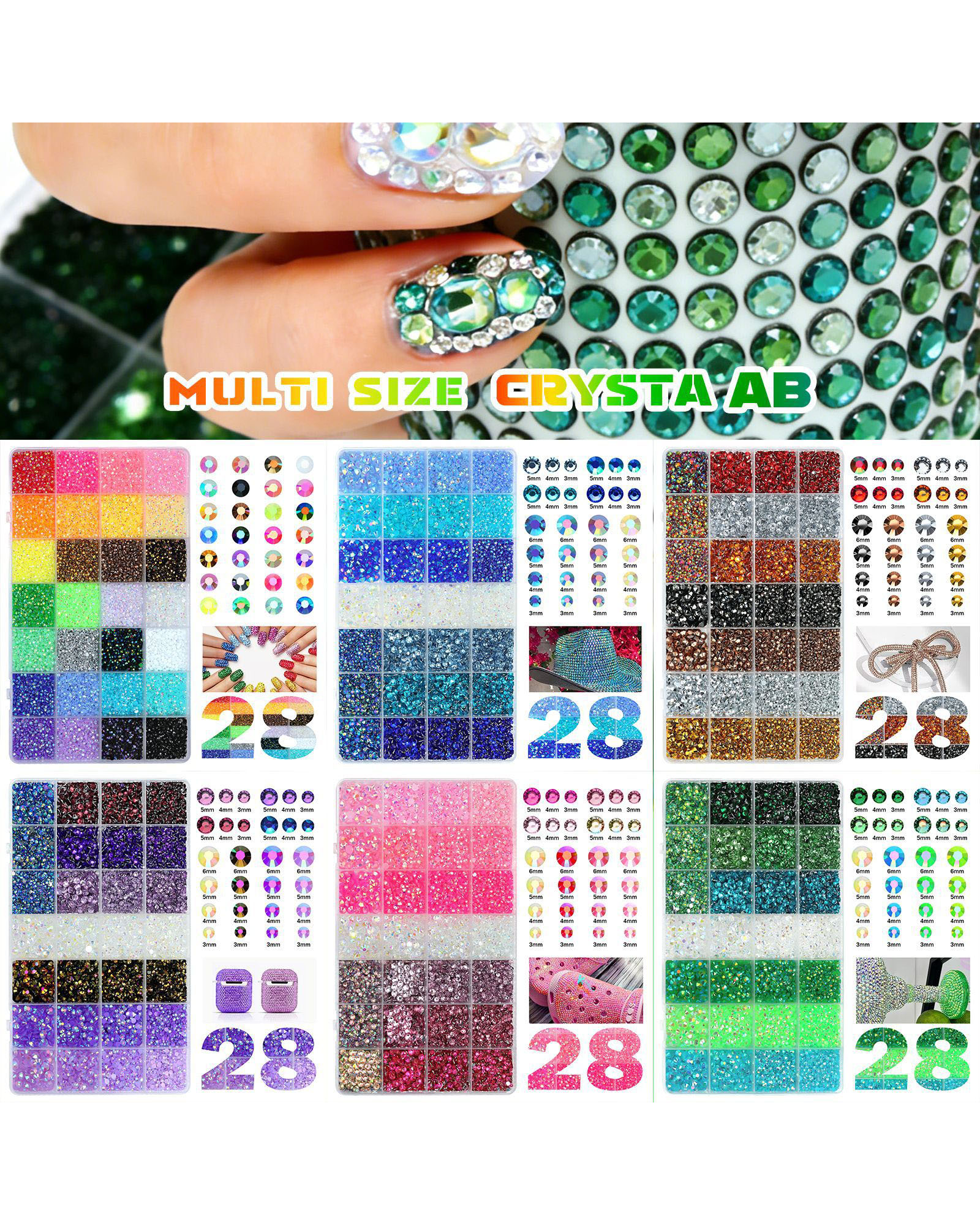 24/28 Gird Bling Rhinestone Nail Art Kit
