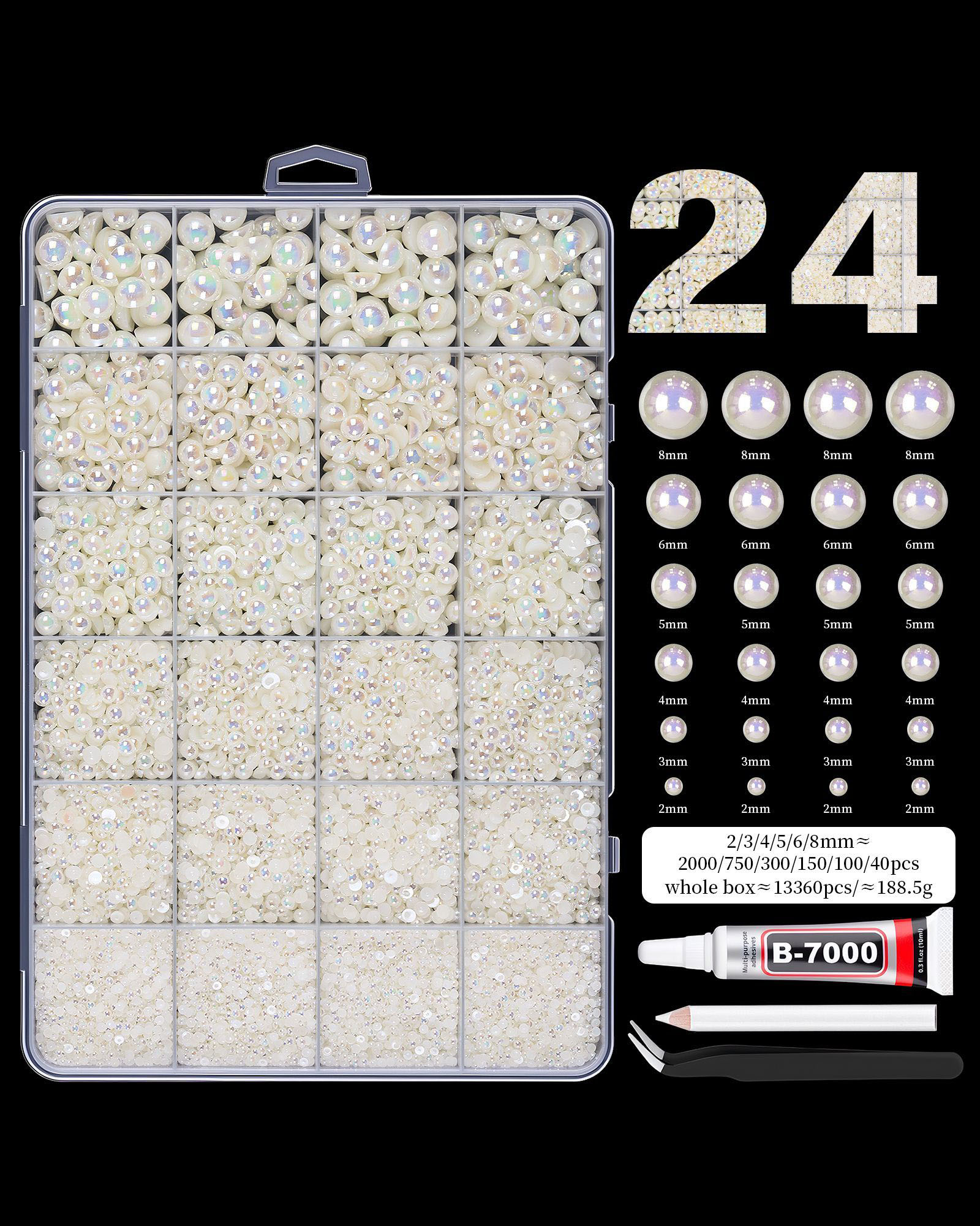 24/28 Gird Bling Rhinestone Nail Art Kit - Image 10