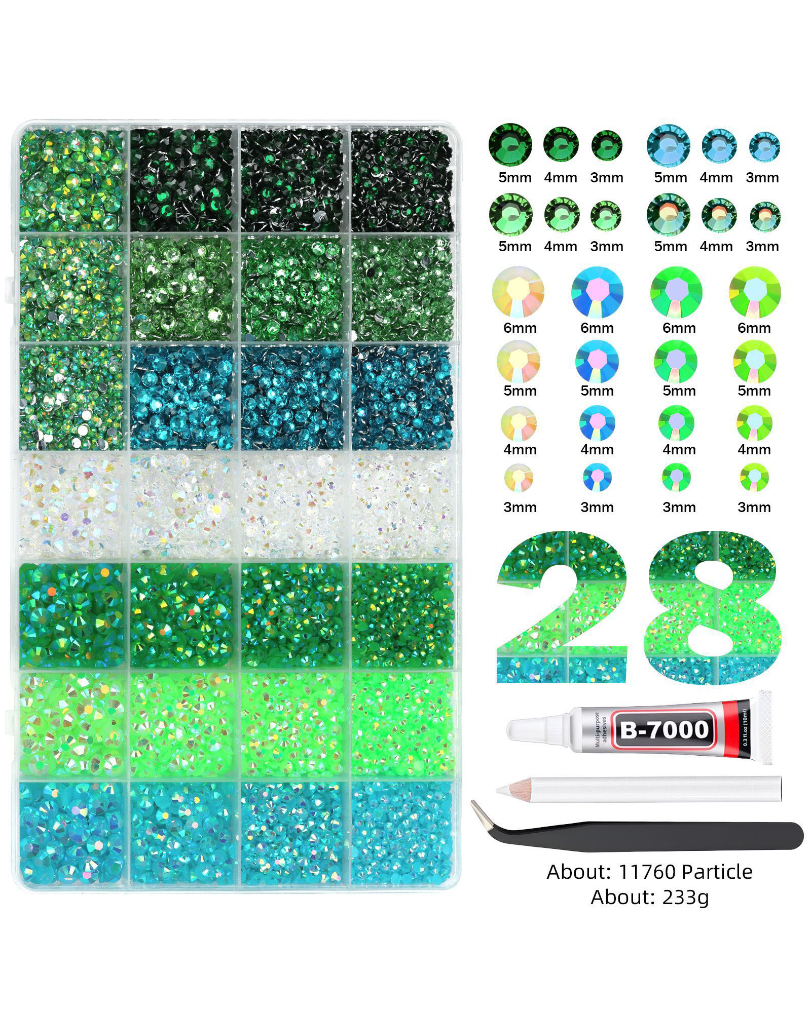 24/28 Gird Bling Rhinestone Nail Art Kit - Image 14