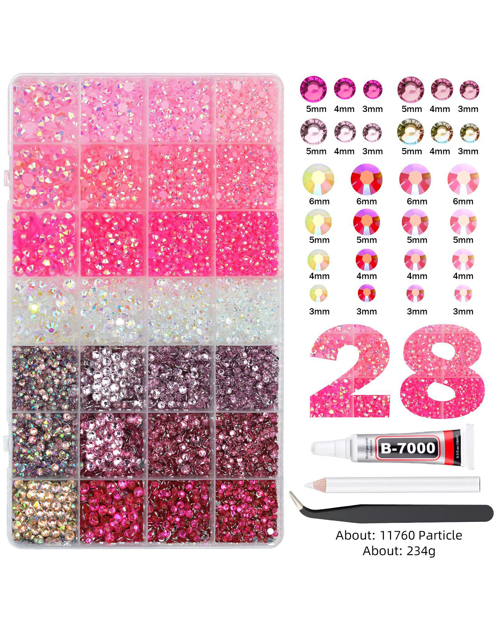 24/28 Gird Bling Rhinestone Nail Art Kit - Image 13