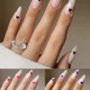 Minimalist Heart Nails Almond Shaped