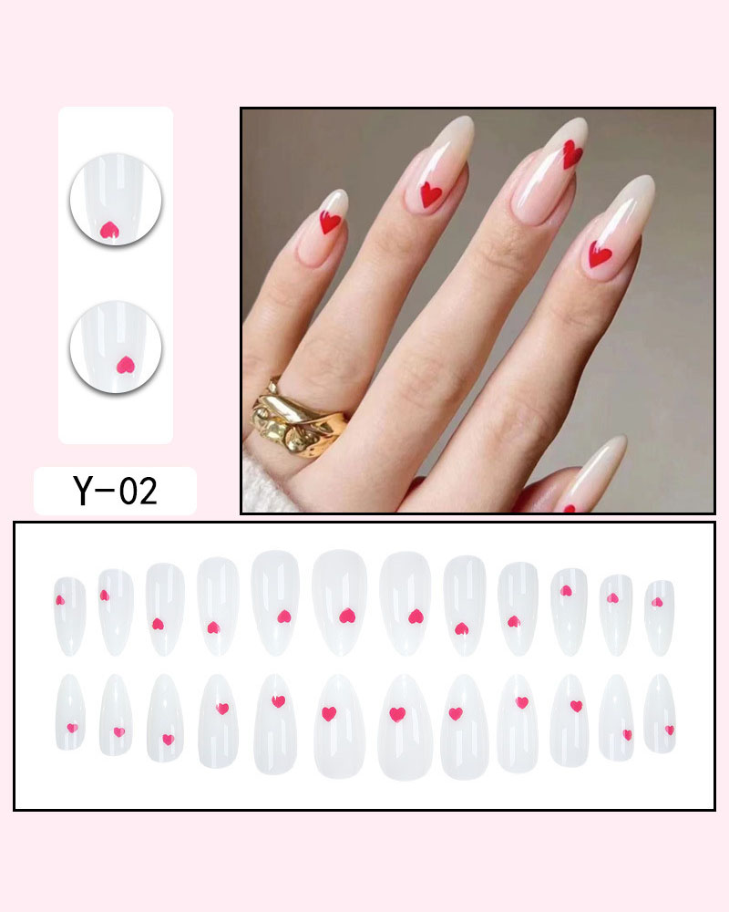 Alternative view of Minimalist Heart Nails Almond Shaped