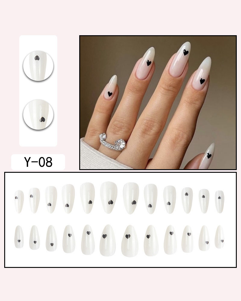 Minimalist Heart Nails Almond Shaped - Image 8