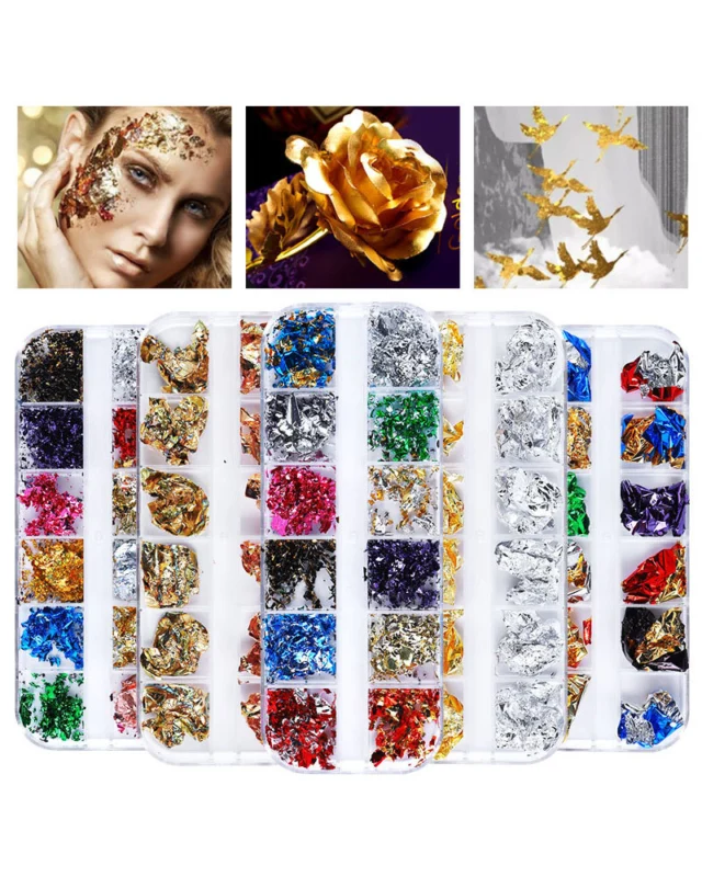 Premium Gold Foil Flakes DIY Manicure Decor