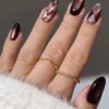 Sparkle Brown Plaid Cat Eye Nails Bulk