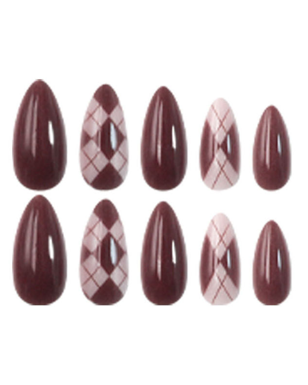 Sparkle Brown Plaid Cat Eye Nails Bulk - Image 4