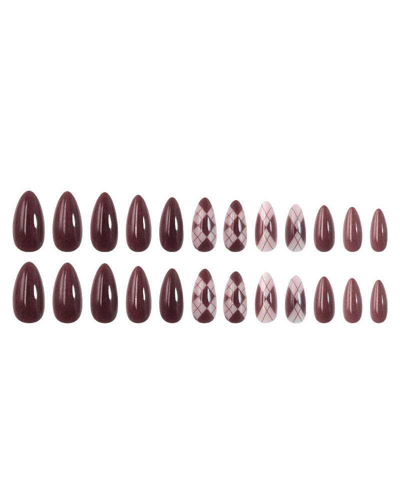 Sparkle Brown Plaid Cat Eye Nails Bulk - Image 3