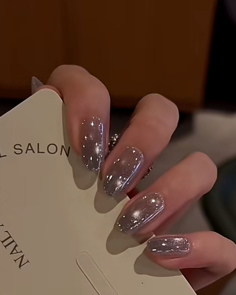10Pcs Reusable Sparkle Cat Eye Ombre Nails - Image 3