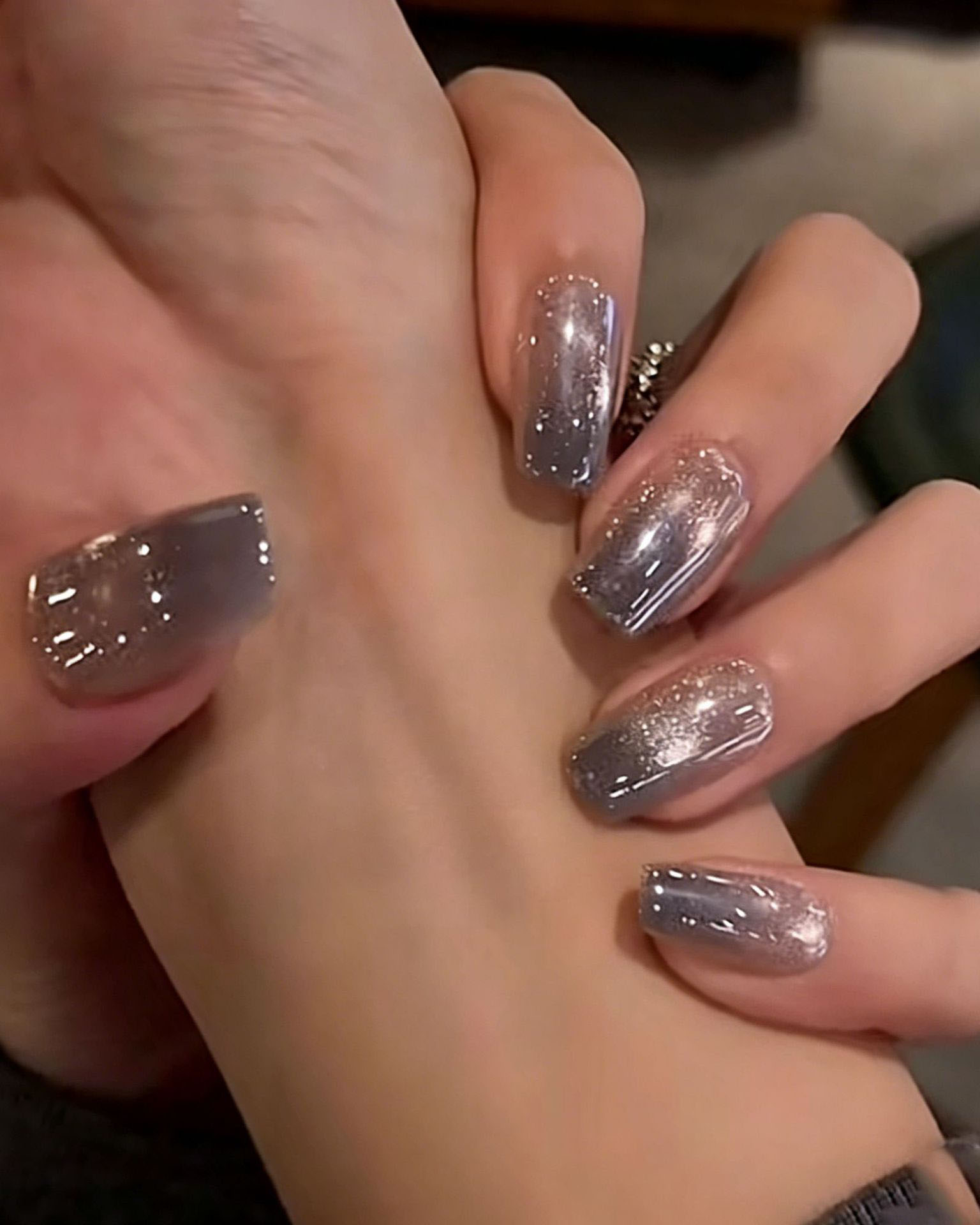 10Pcs Reusable Sparkle Cat Eye Ombre Nails