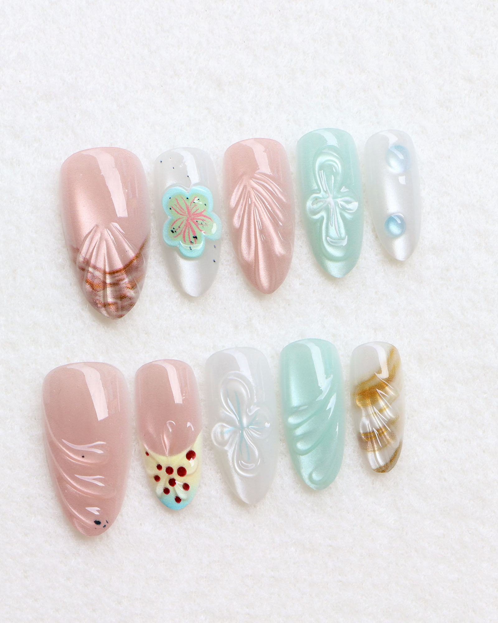 Cute Fake Nails for Summer Sea Theme Bulk