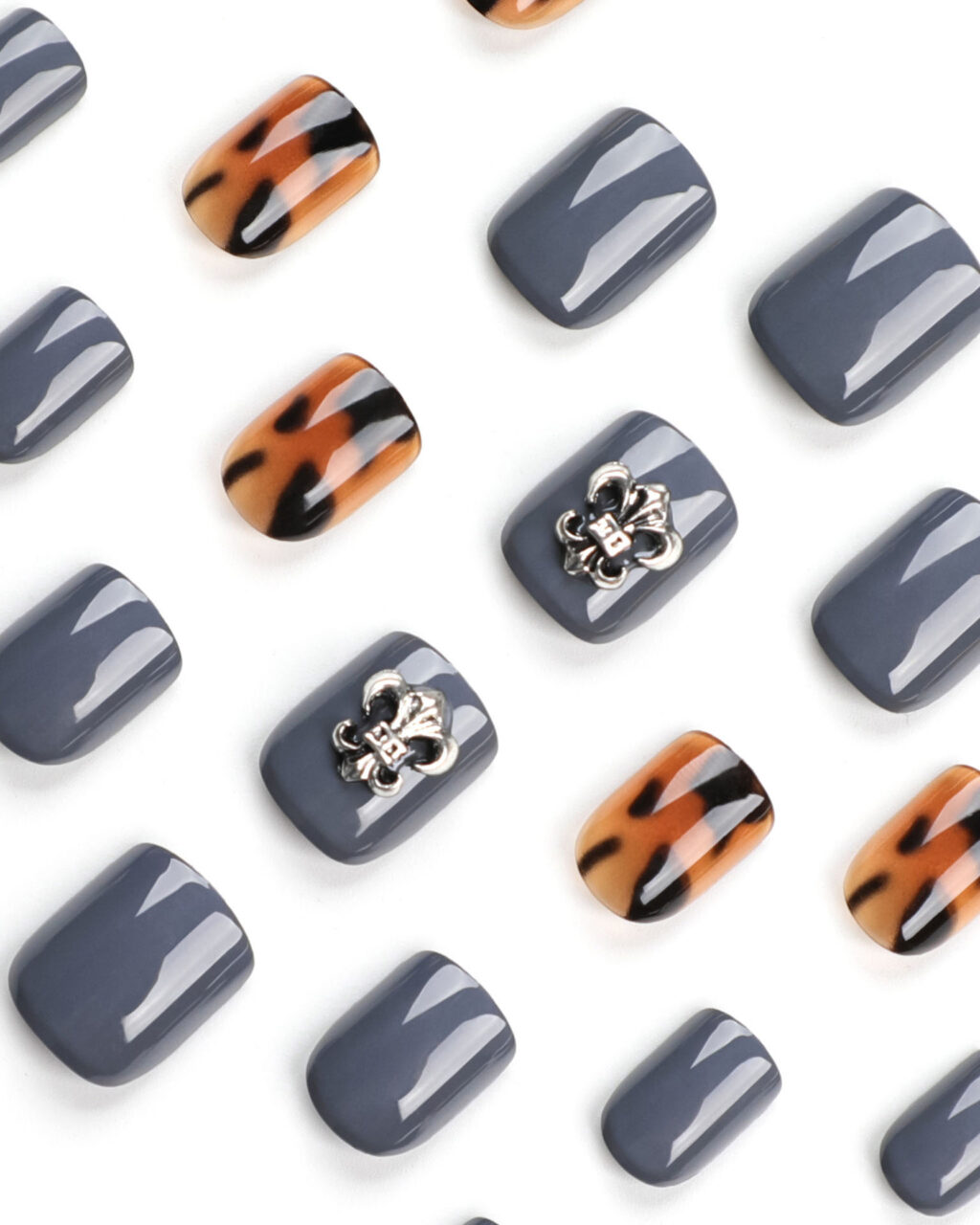 Retro Fake Nails Leopard Print Short Square - Image 8