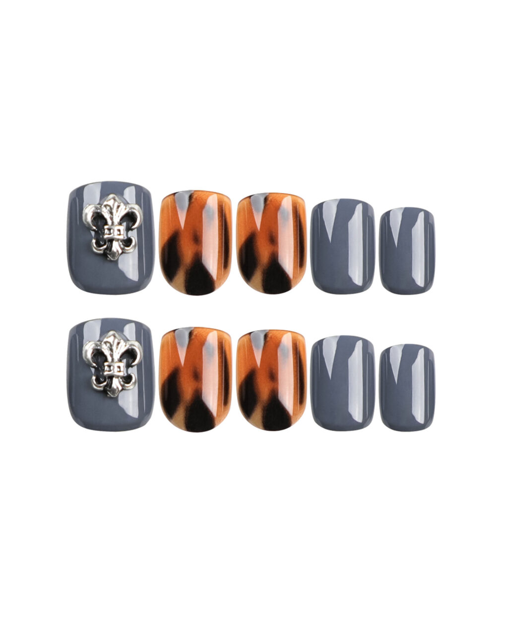 Retro Fake Nails Leopard Print Short Square - Image 5