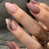 nude nails with gold line