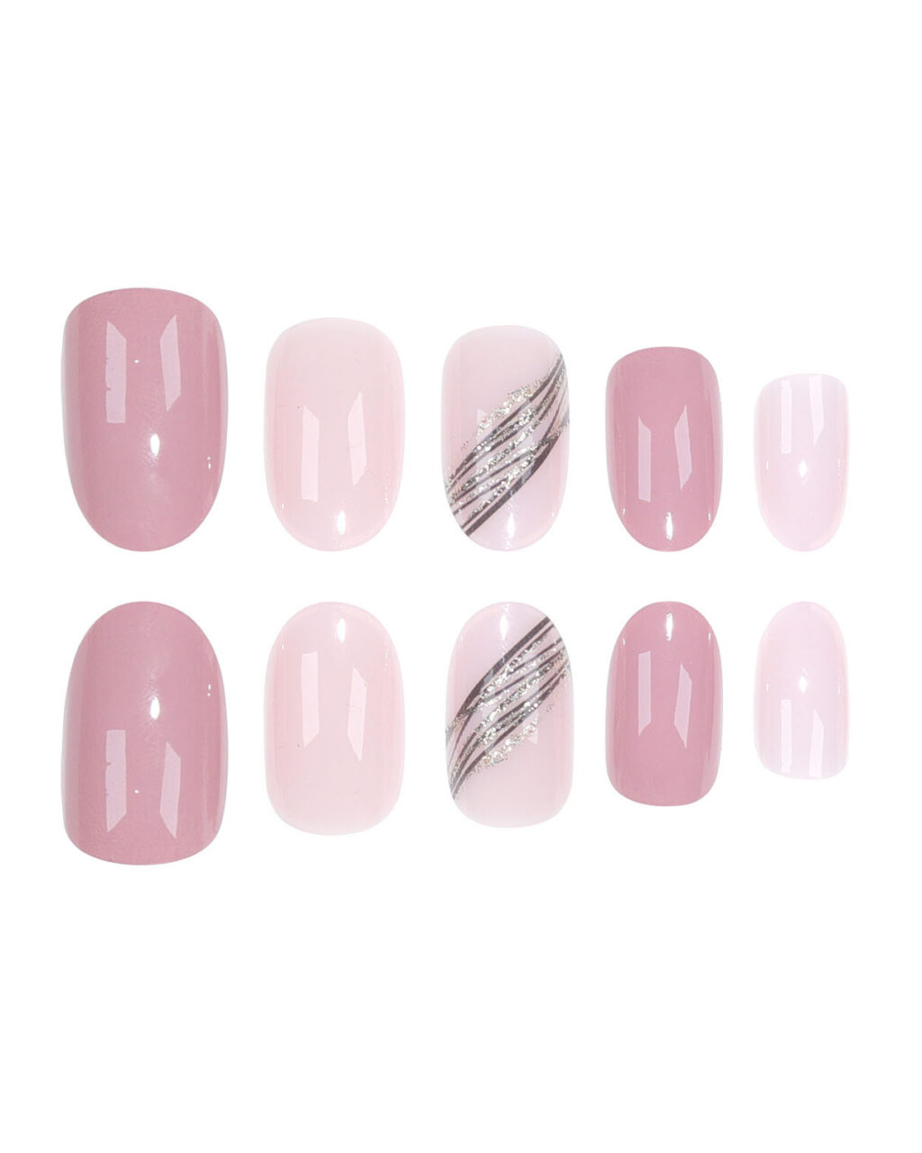 Autumn Winter Nude Nails with Gold Line - Image 2