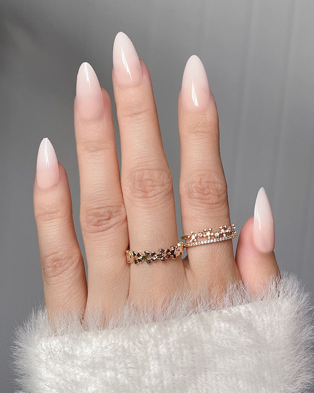 Simple Nude Ombre Almond Nails