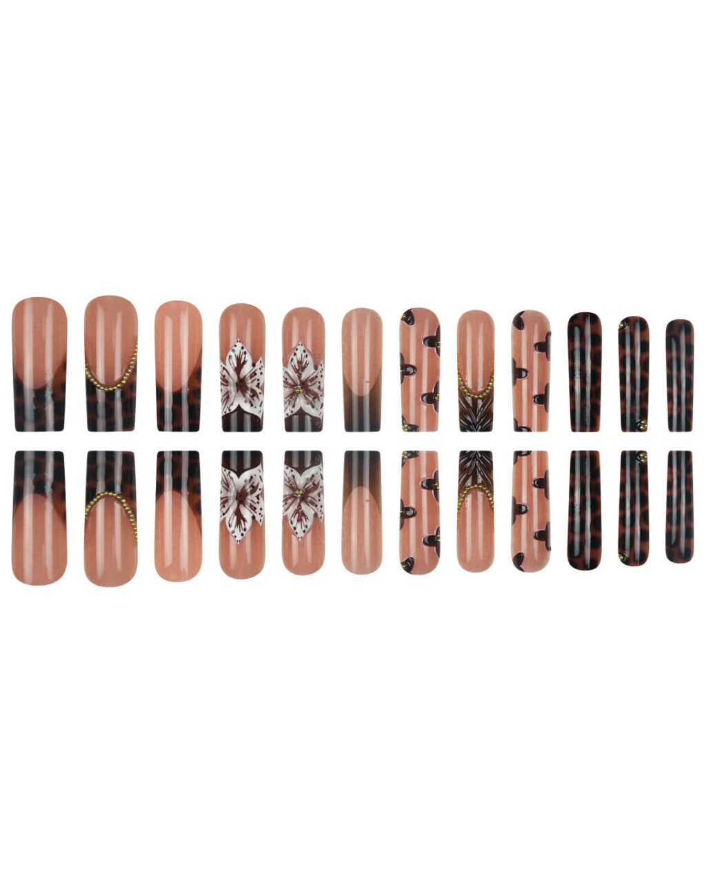 3D Flower Long Vintage Fake Nails - Image 2