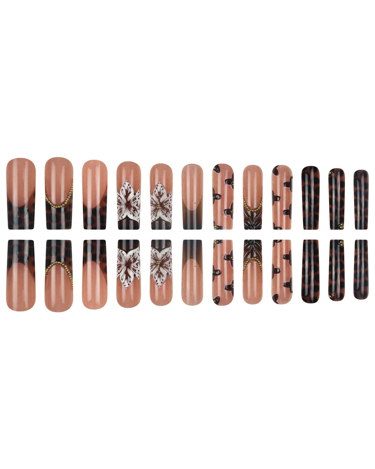 3D Flower Long Vintage Fake Nails - Image 2