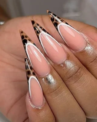 24Pcs Long Stiletto Fake Nails for Fall Winter