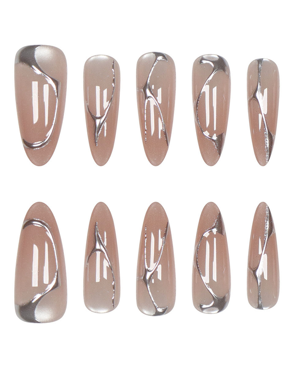 30Pcs Gilded Cat Eye Nails with Glitter - Image 7